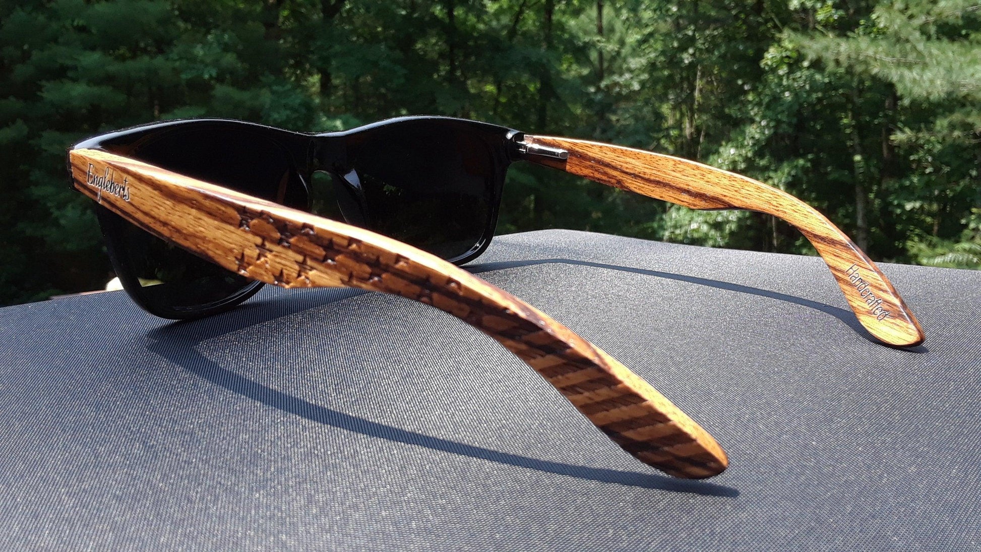 Zebrawood Sunglasses, Stars and Bars With Wooden Case, Polarized, - The Higher Flower