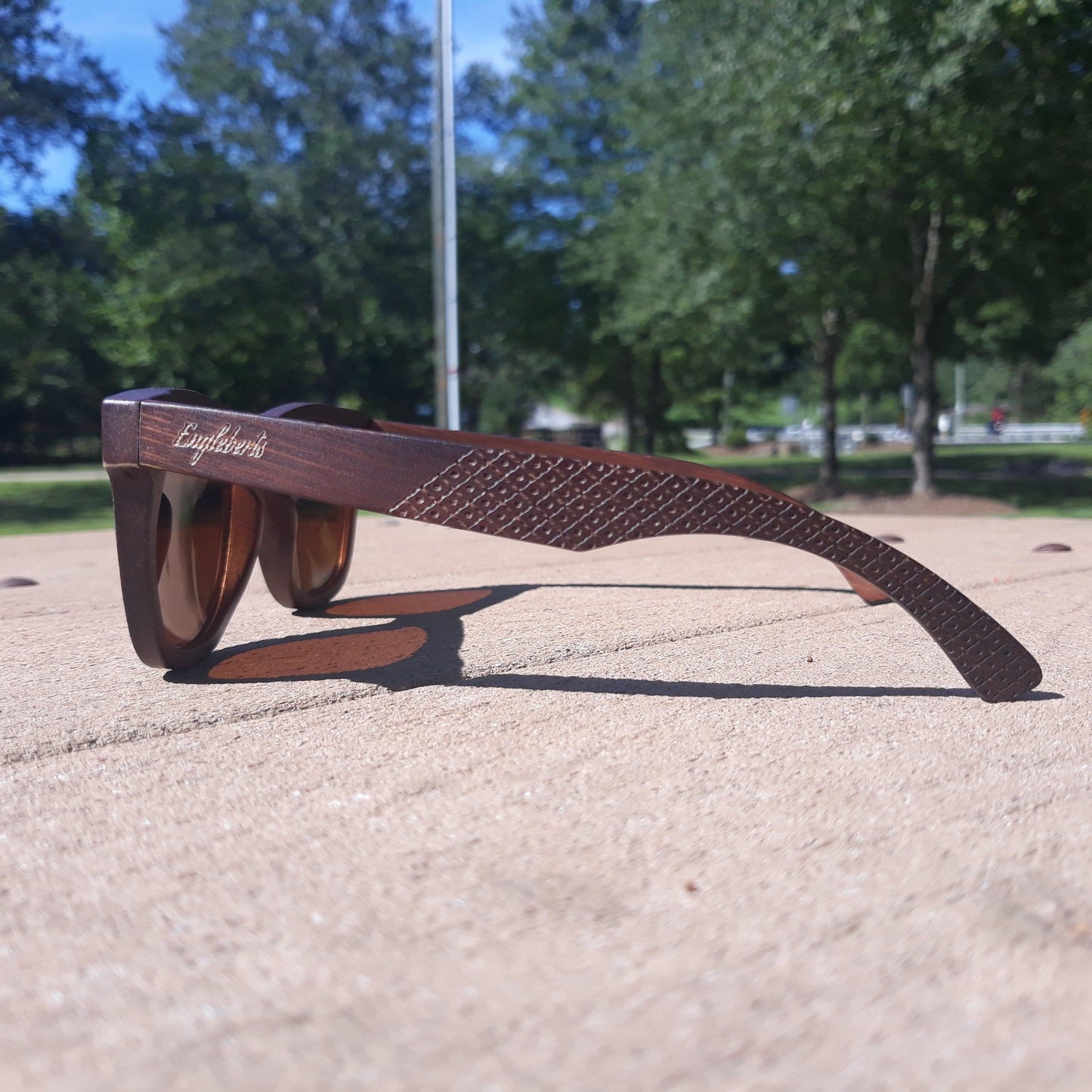 Crimson Wooden Sunglasses, Tea Colored Polarized Lenses - The Higher Flower