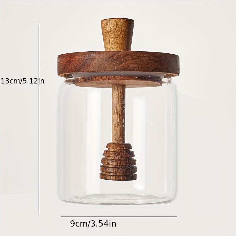 Premium Glass Honey Jar with Wooden Stir Stick - The Higher Flower