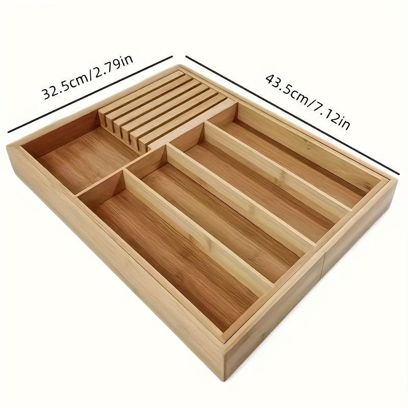 Expandable Bamboo Kitchen Drawer Organizer for Knives and Utensils - The Higher Flower