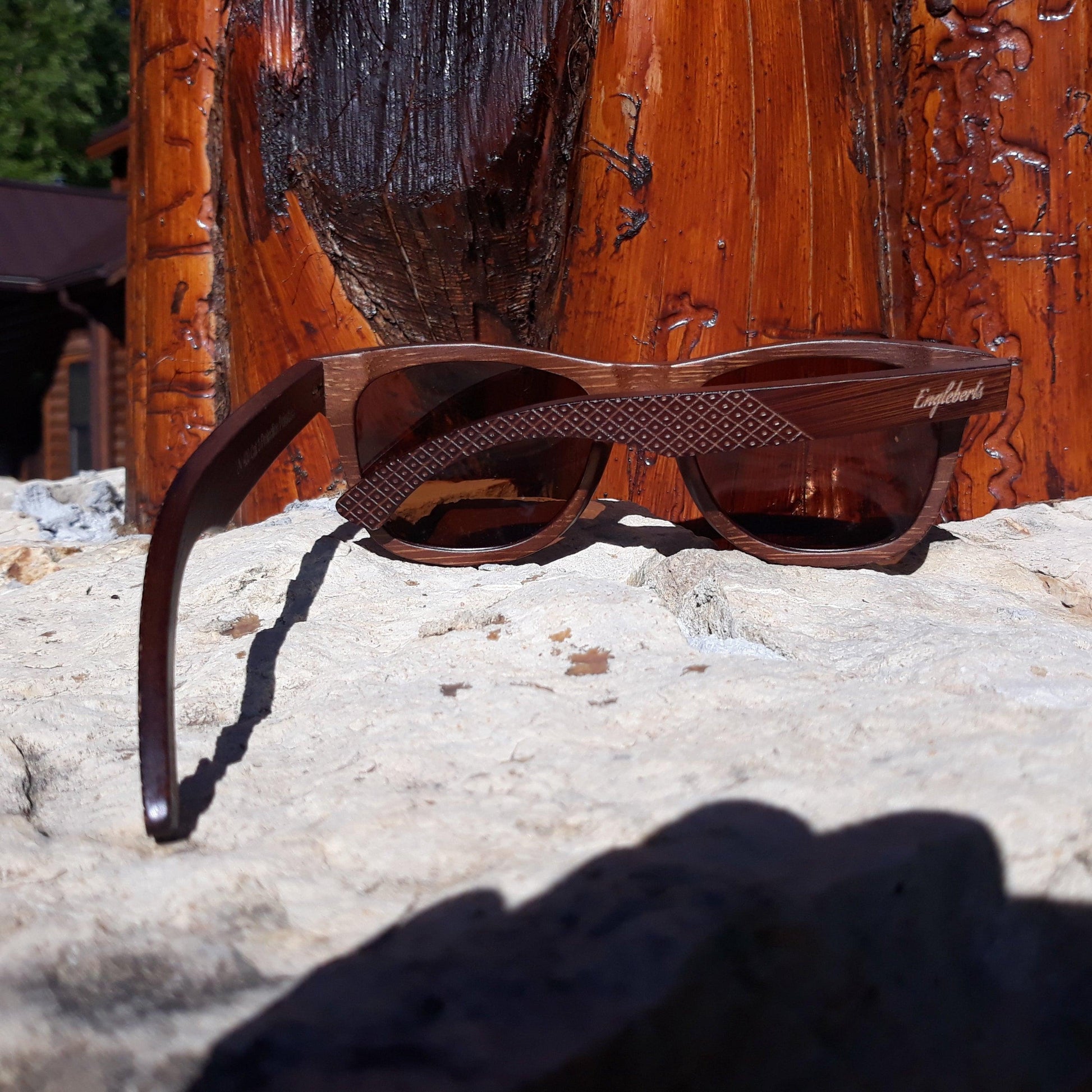 Crimson Wooden Sunglasses, Tea Colored Polarized Lenses - The Higher Flower