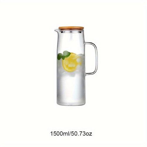 1pc Leak-Proof Glass Pitcher with Bamboo Lid, 1000ml/1500ml - Ideal - The Higher Flower