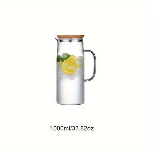 1pc Leak-Proof Glass Pitcher with Bamboo Lid, 1000ml/1500ml - Ideal - The Higher Flower