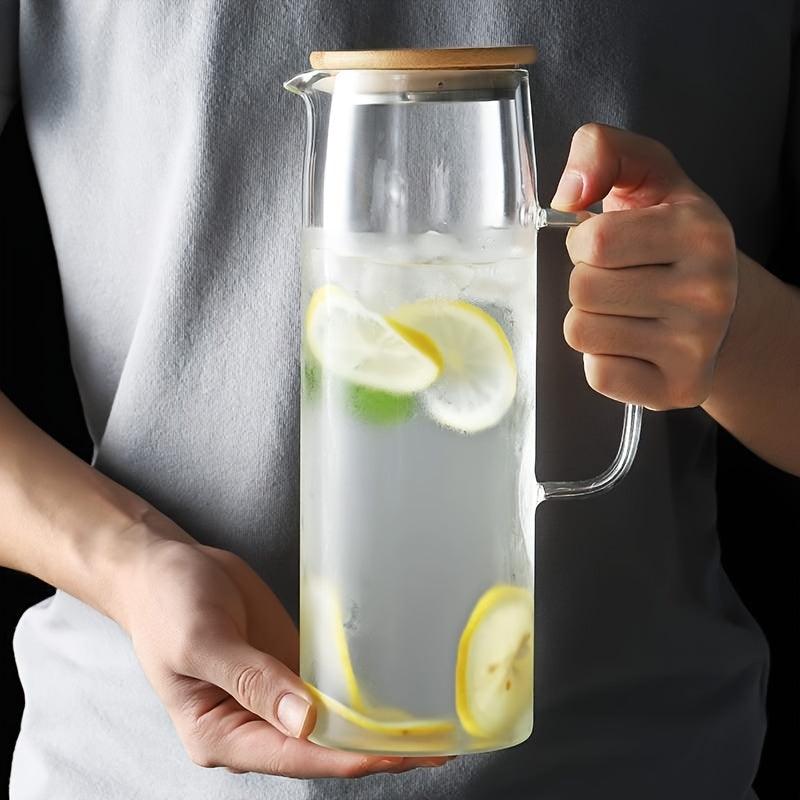 1pc Leak-Proof Glass Pitcher with Bamboo Lid, 1000ml/1500ml - Ideal - The Higher Flower