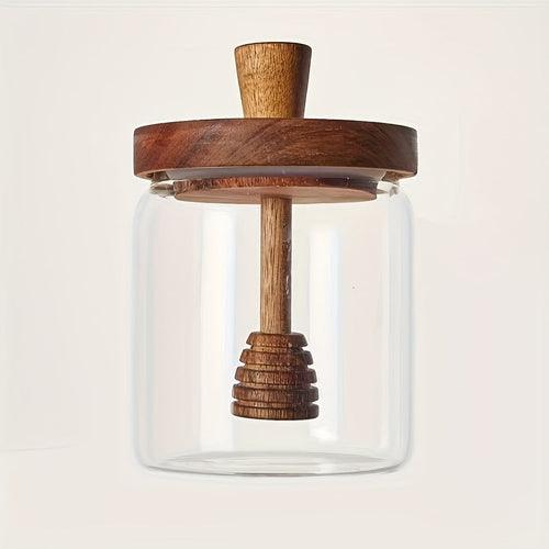 Premium Glass Honey Jar with Wooden Stir Stick - The Higher Flower