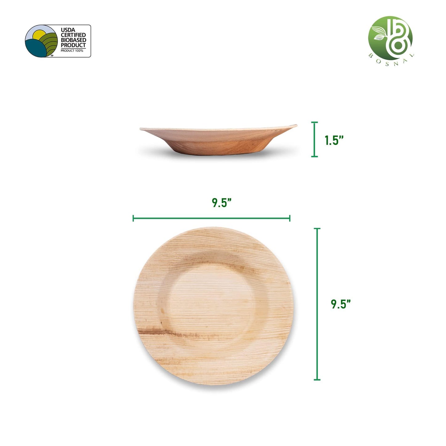 Bosnal - Palm Leaf Biodegradable Bowls, 9.5 inch Round Soup Bowl, 25 - The Higher Flower