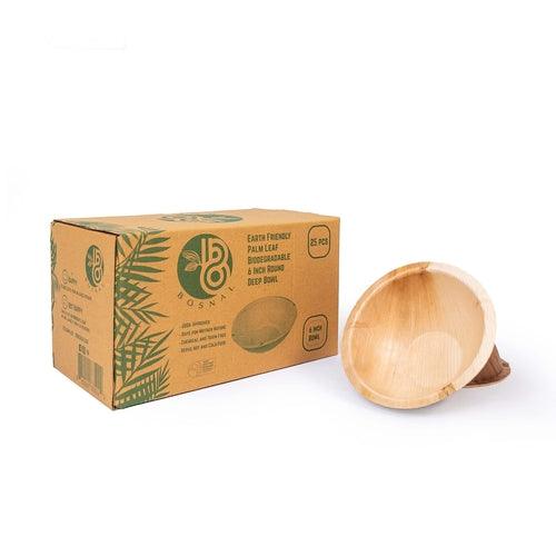 Bosnal - Palm Leaf Bowl, 6 inch, Round , 25 Pcs - The Higher Flower