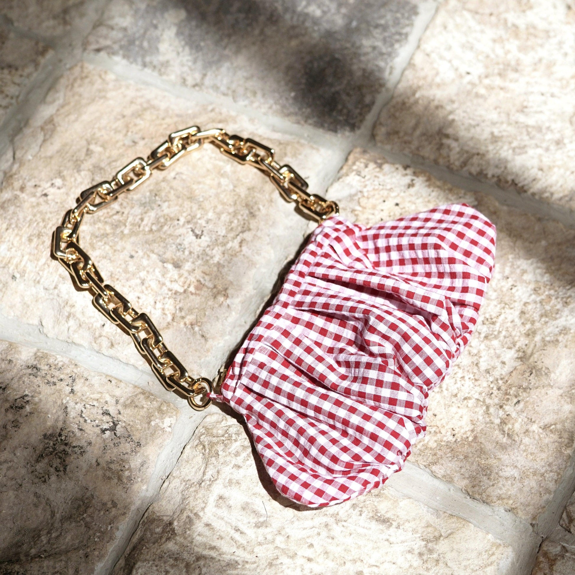 AWAN Ruffle Bag, in Red Gingham - The Higher Flower