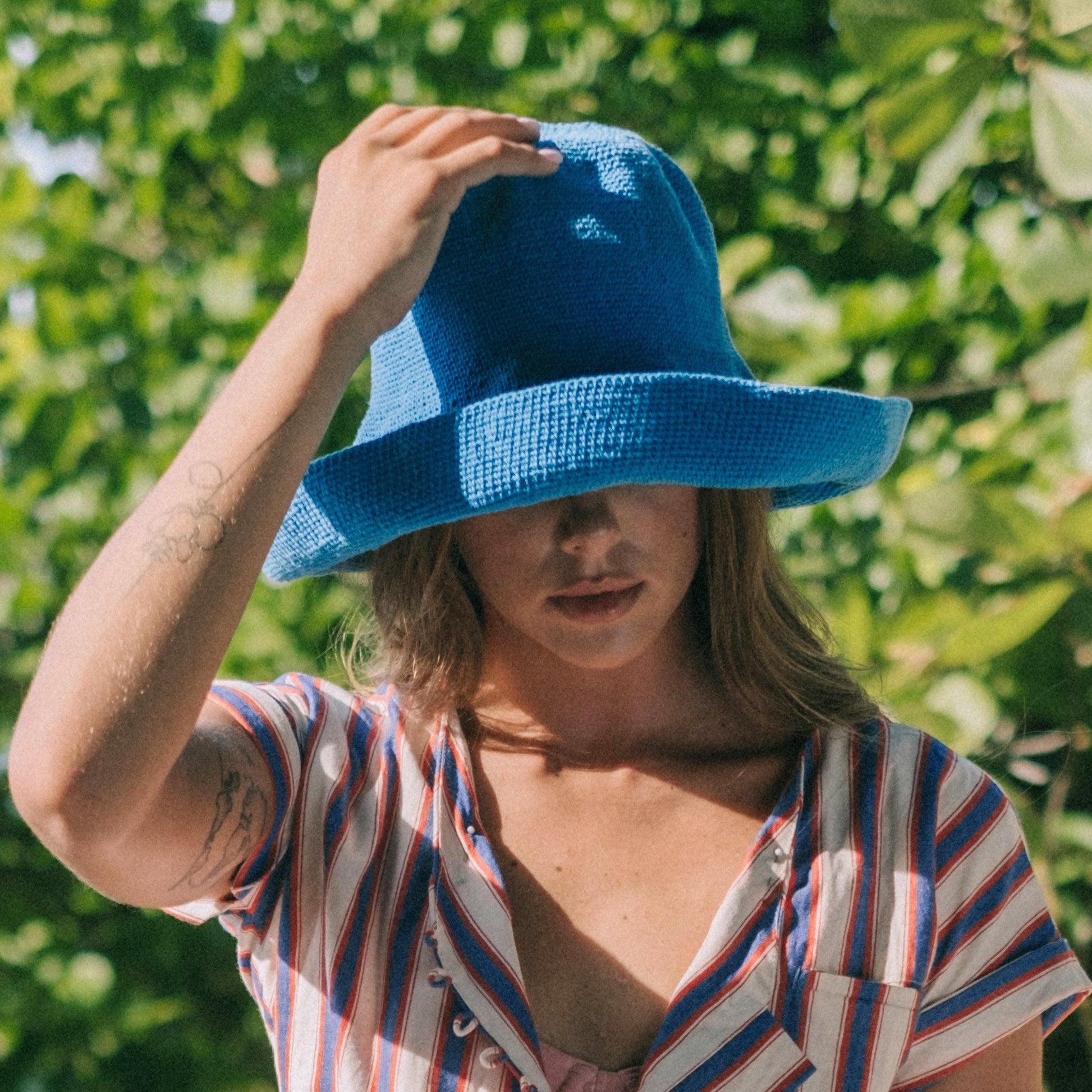 BLOOM Crochet Hat in Mosaic Blue - The Higher Flower