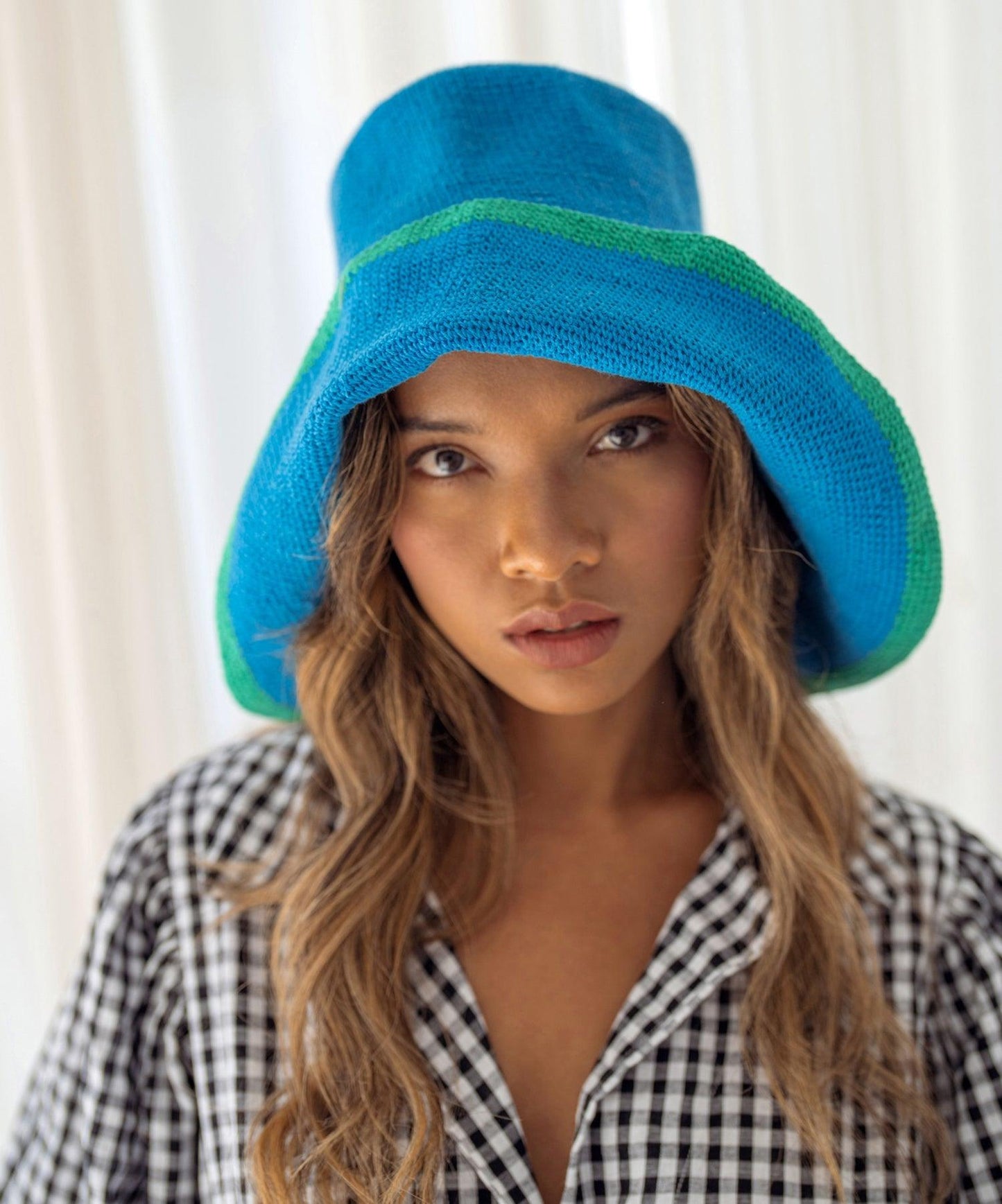 BLOOM LINE Crochet Sun Hat, in Mosaic Blue - The Higher Flower