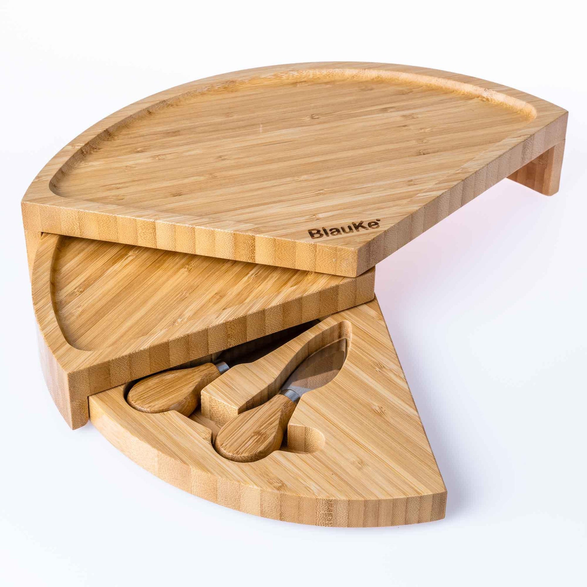 Bamboo Cheese Board and Knife Set - 14 Inch Charcuterie Board - The Higher Flower