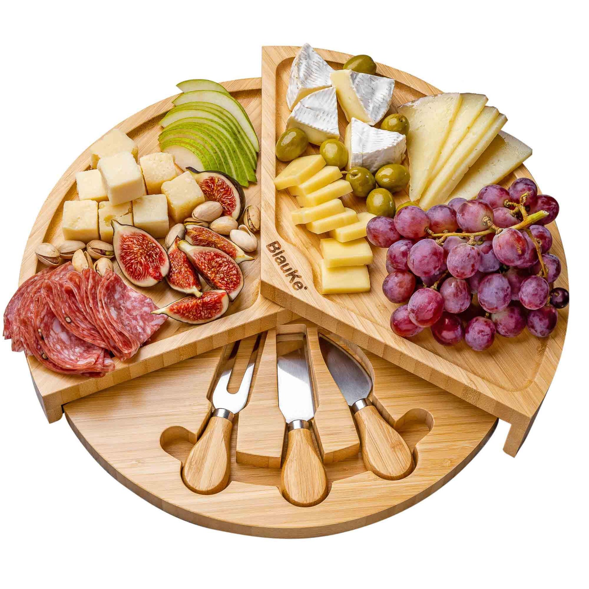 Bamboo Cheese Board and Knife Set - 14 Inch Charcuterie Board - The Higher Flower