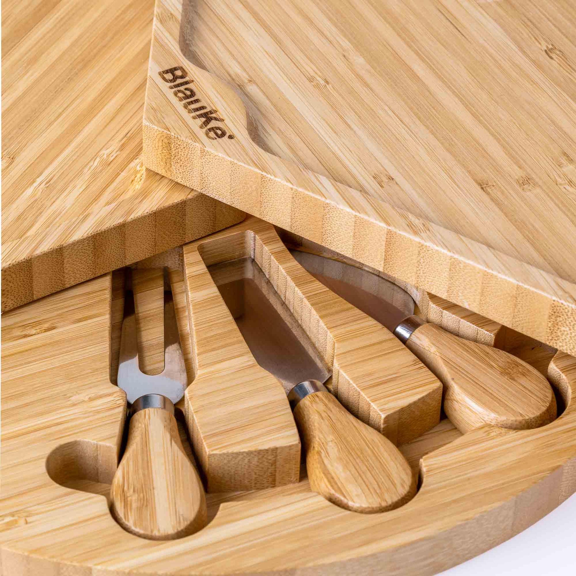 Bamboo Cheese Board and Knife Set - 14 Inch Charcuterie Board - The Higher Flower