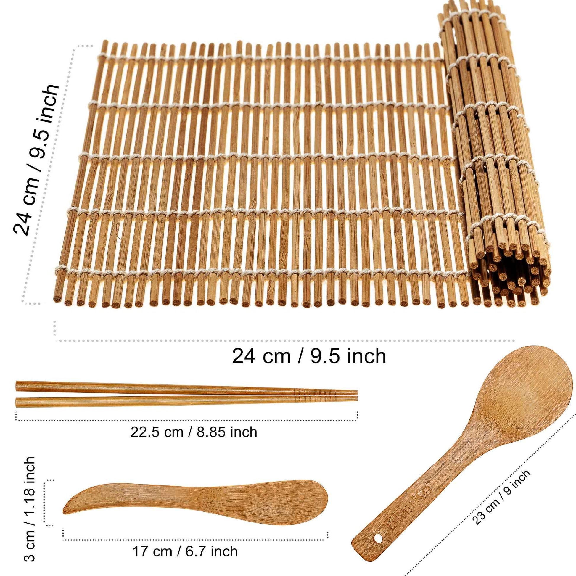 Bamboo Sushi Making Kit with 2 Sushi Rolling Mats, 5 Pairs of Reusable - The Higher Flower