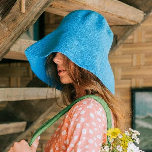 BLOOM Crochet Hat in Mosaic Blue - The Higher Flower