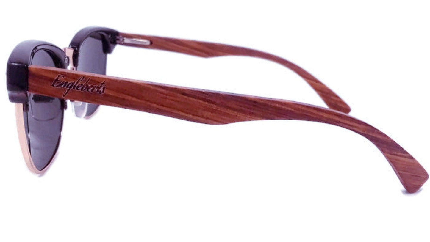 Real Walnut Wood Club Style Sunglasses With Bamboo Case, Polarized - The Higher Flower