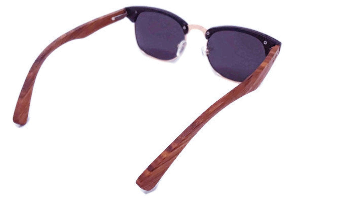 Real Walnut Wood Club Style Sunglasses, Polarized Lenses - The Higher Flower