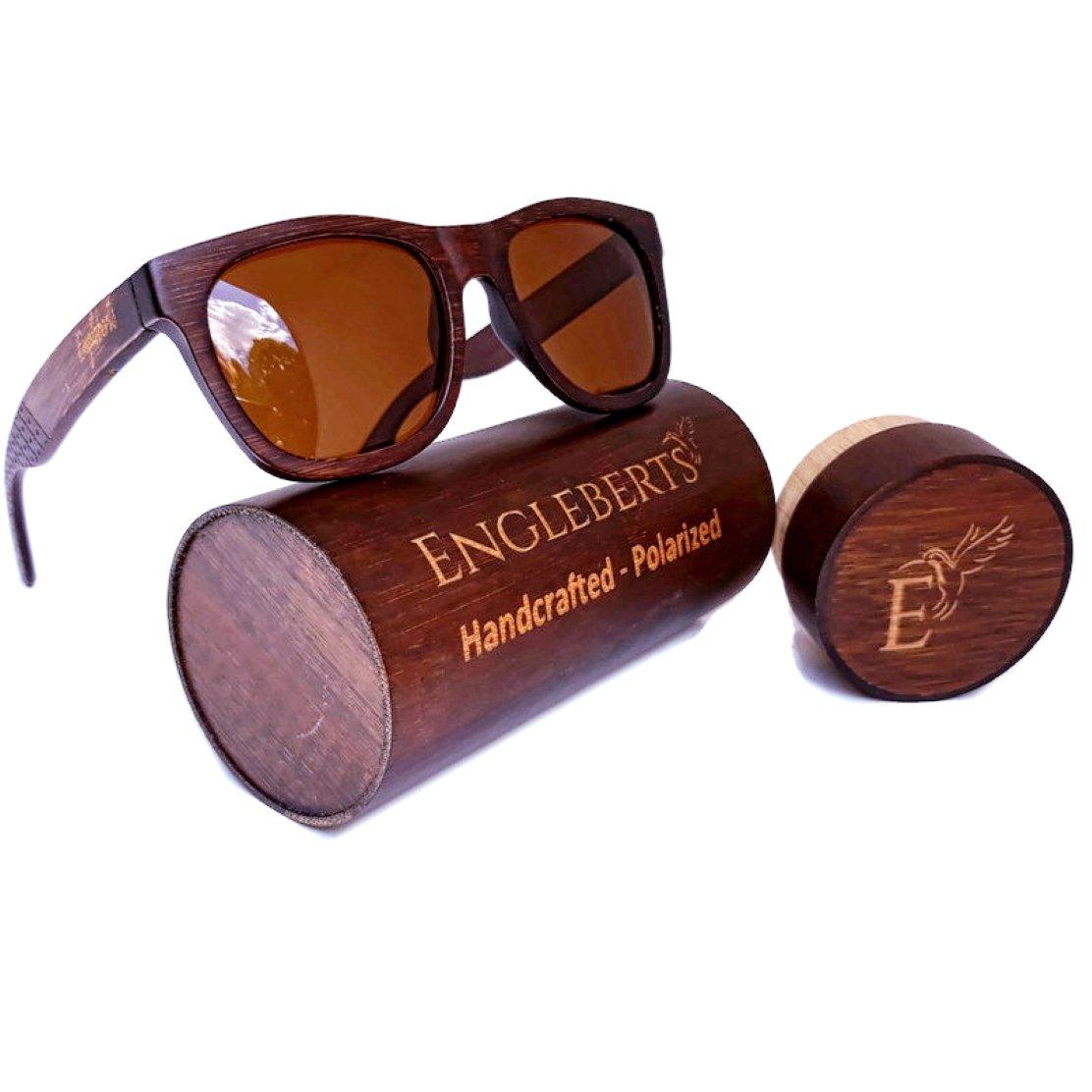 Sienna Wooden Sunglasses With Bamboo Case, Tea Polarized Lenses - The Higher Flower