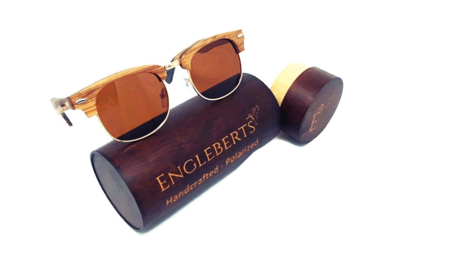 Real Ebony and ZebraWood Sunglasses With Bamboo Case, Tea Polarized - The Higher Flower