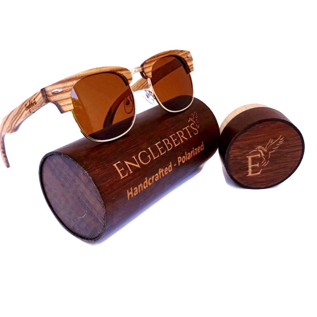 Real Ebony and ZebraWood Sunglasses With Bamboo Case, Tea Polarized - The Higher Flower