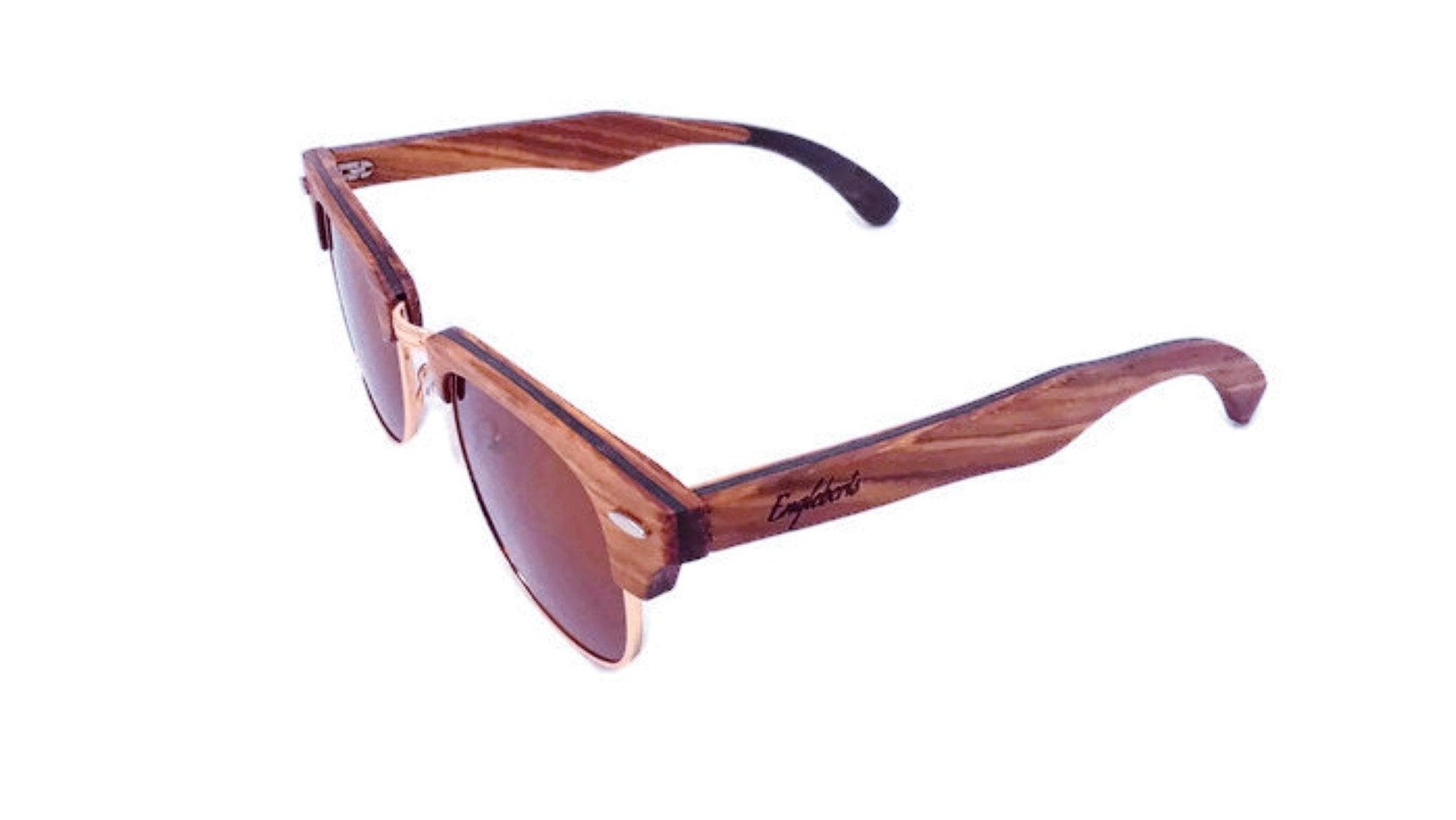 Real Ebony and ZebraWood Sunglasses With Bamboo Case, Tea Polarized - The Higher Flower