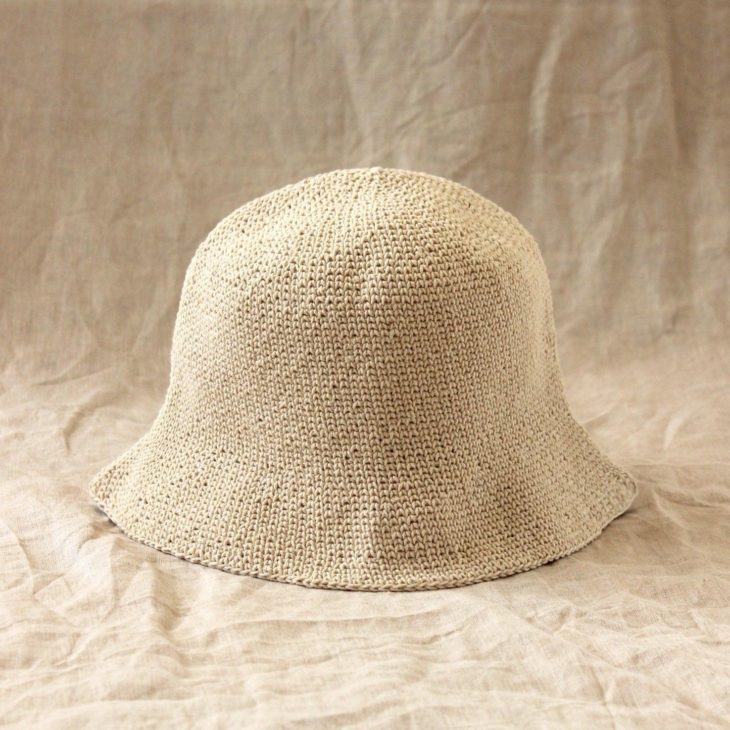 FLORETTE Crochet Bucket Hat In Nude White - The Higher Flower