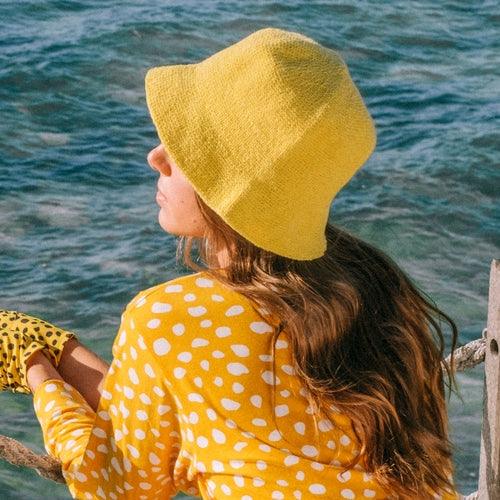 FLORETTE Crochet Bucket Hat In Yellow - The Higher Flower