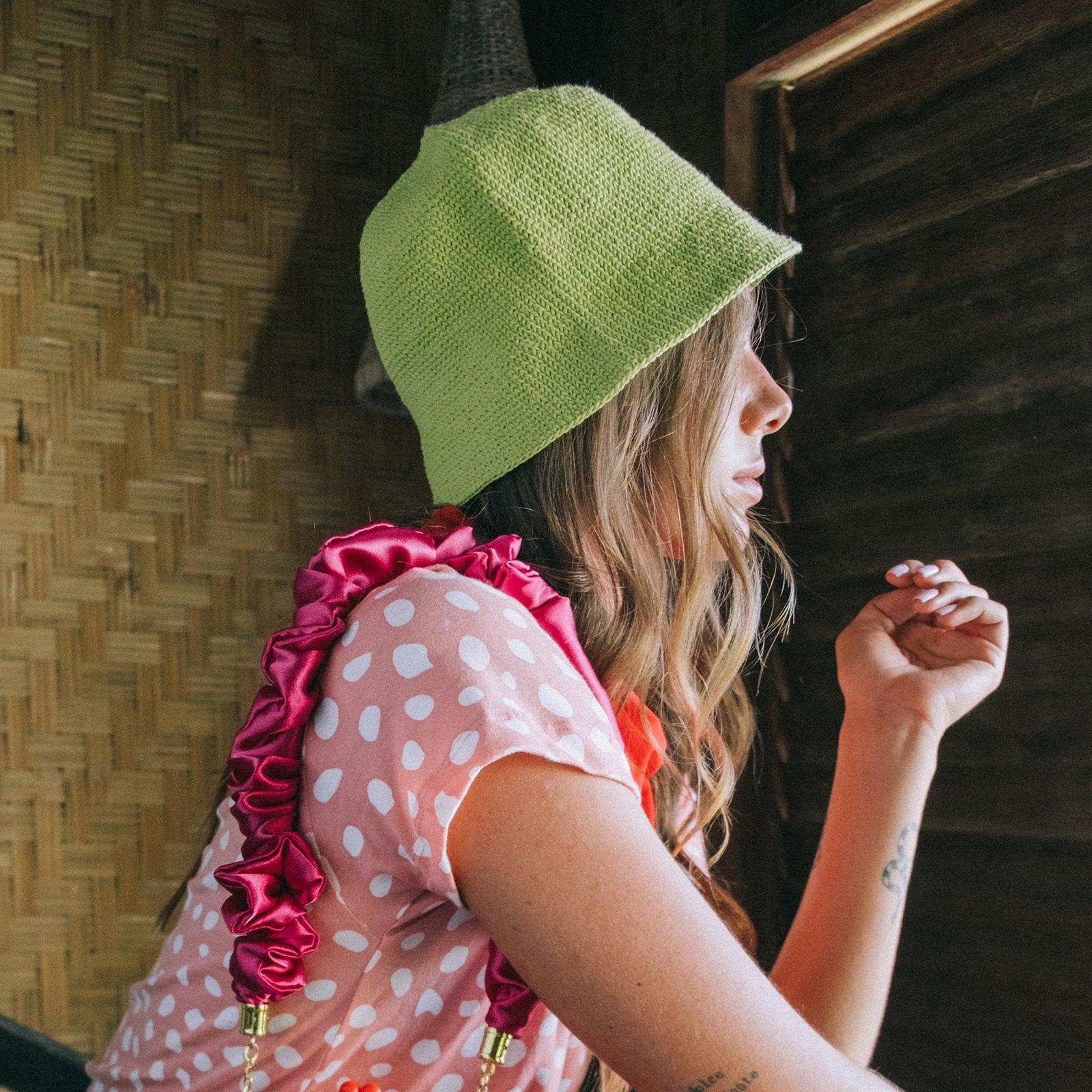 FLORETTE Crochet Bucket Hat In Lime Green - The Higher Flower