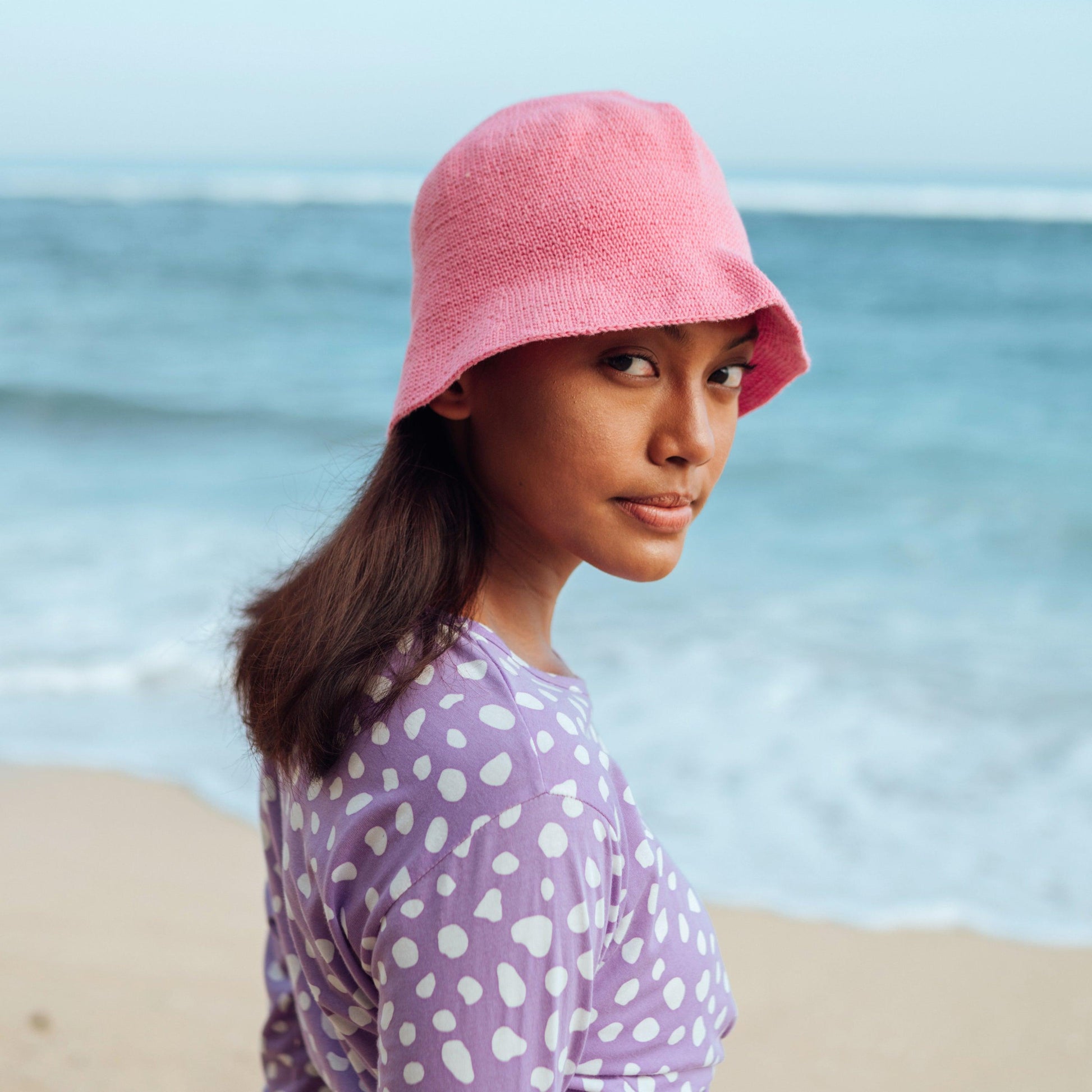 FLORETTE Crochet Bucket Hat In Pink - The Higher Flower