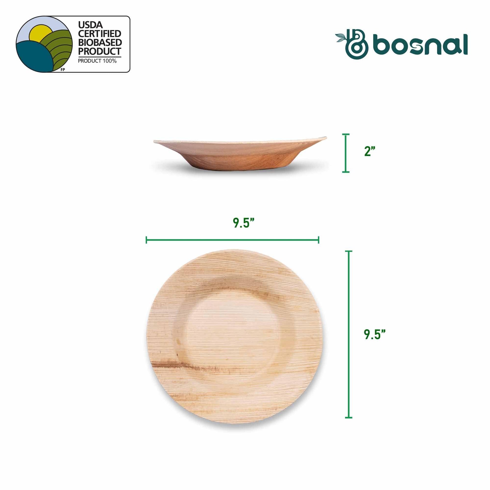 Bosnal - Palm Leaf Biodegradable Bowls, 9.5 inch Round Soup Bowl, 25 - The Higher Flower