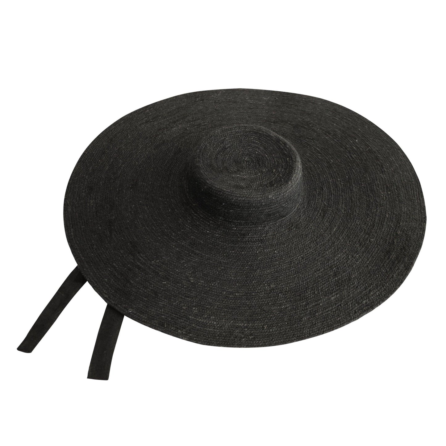 LOLA Wide Brim Jute Straw Hat In Black - The Higher Flower