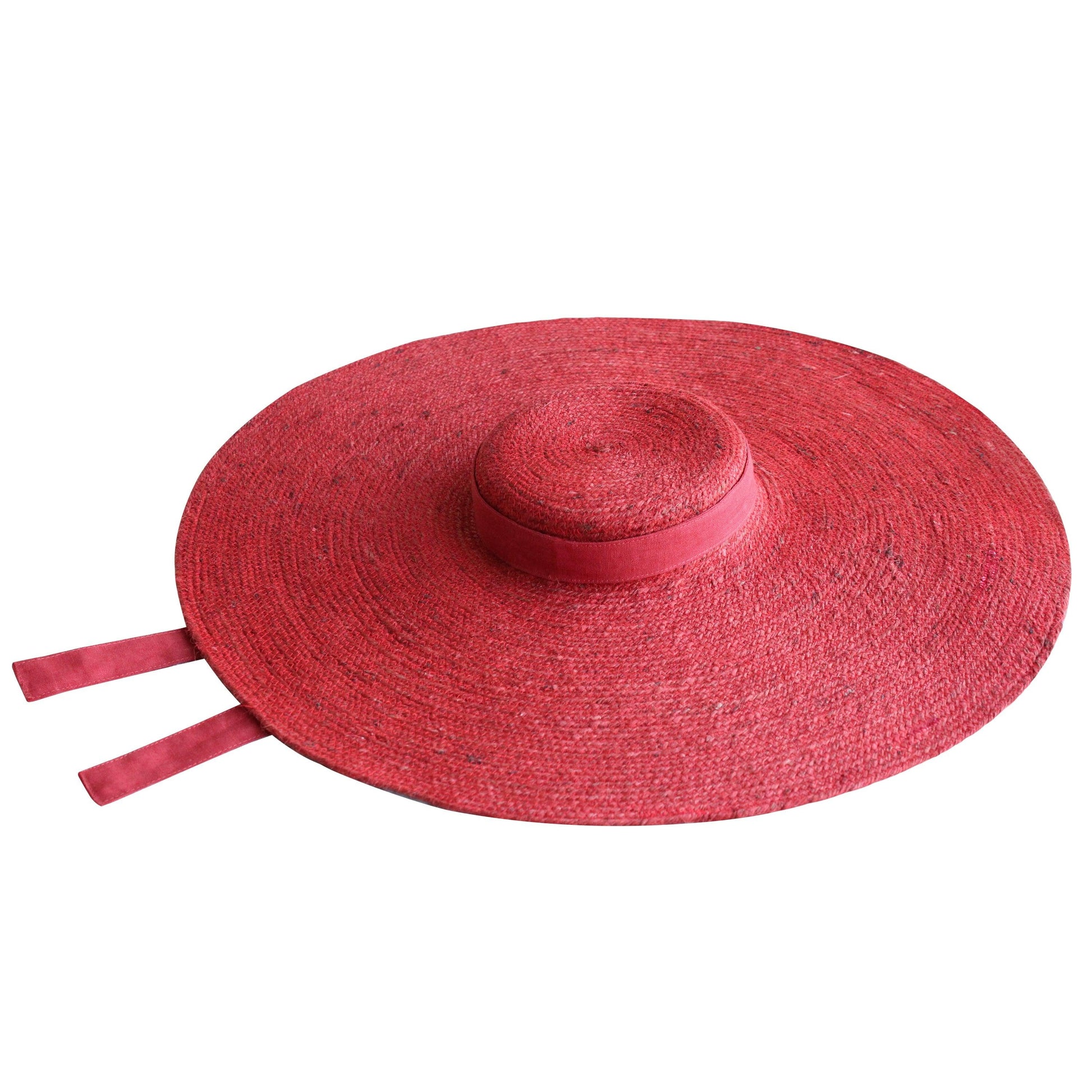 LOLA Wide Brim Jute Straw Hat In Red - The Higher Flower