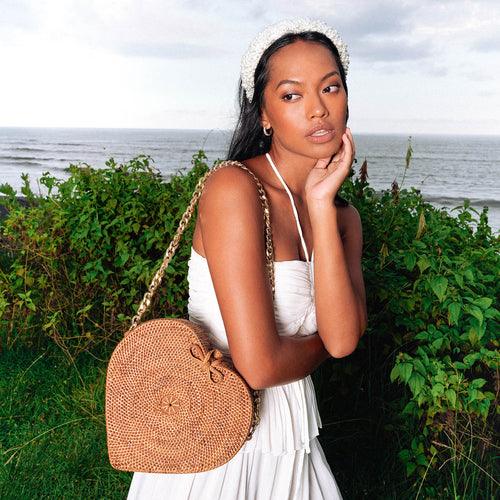 CINTA Atta Rattan Shoulder Bag In Natural Brown - The Higher Flower