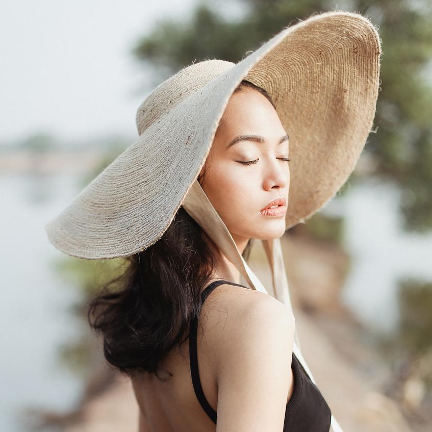 LOLA Wide Brim Jute Straw Hat In Natural Beige - The Higher Flower