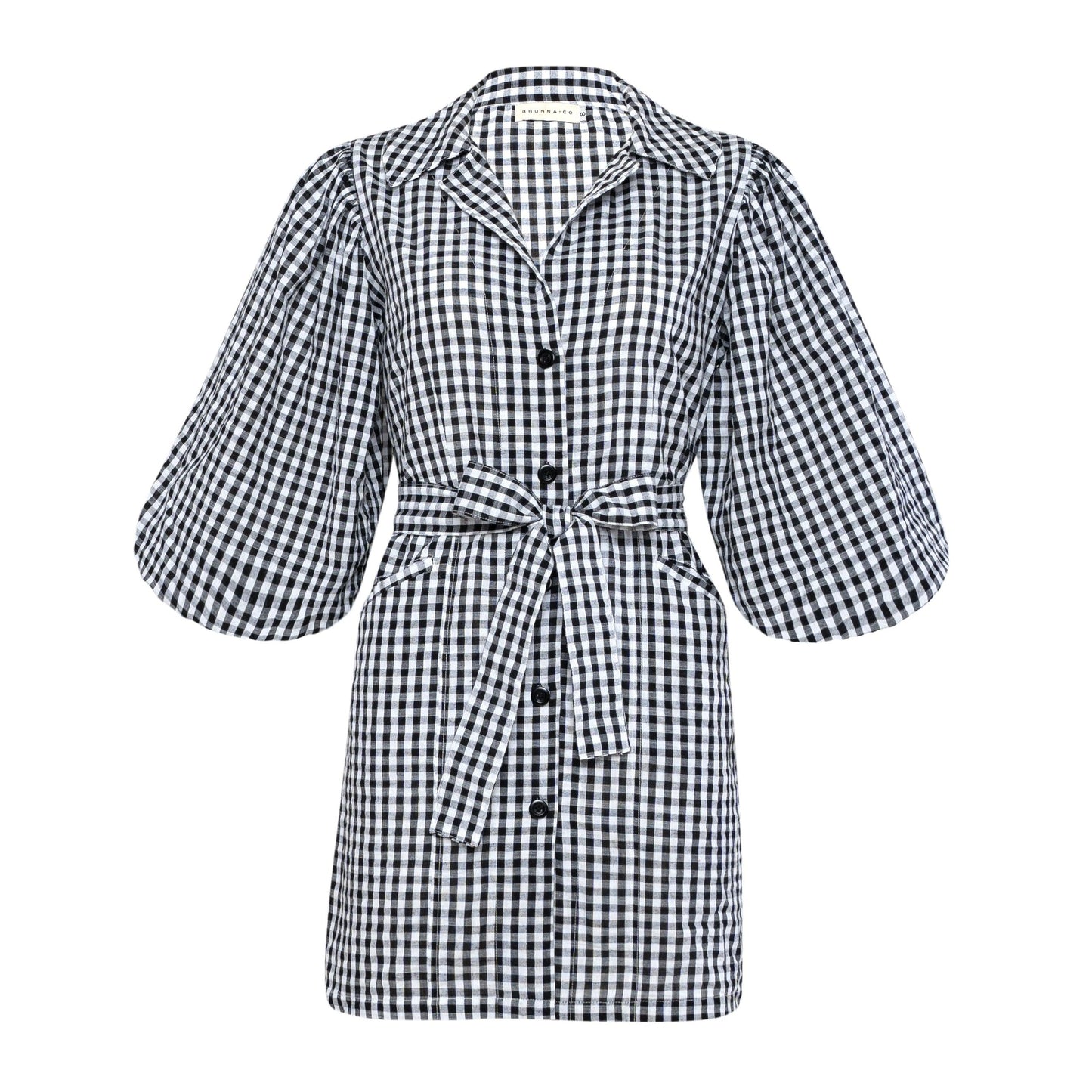 MEGHAN Mini Gingham Dress, in Black - The Higher Flower