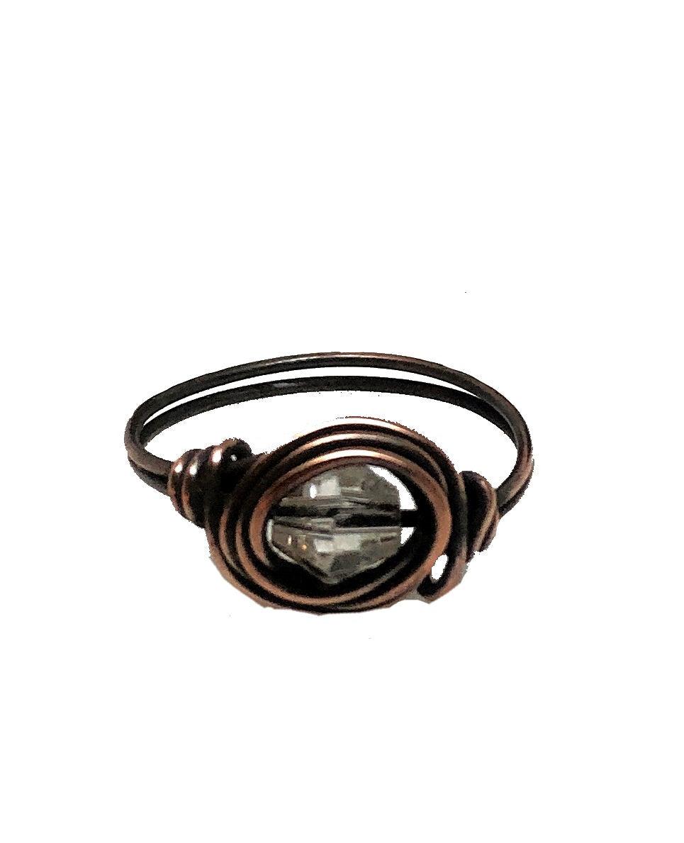 Wire Wrapped Copper Birthstone Crystal Ring - The Higher Flower