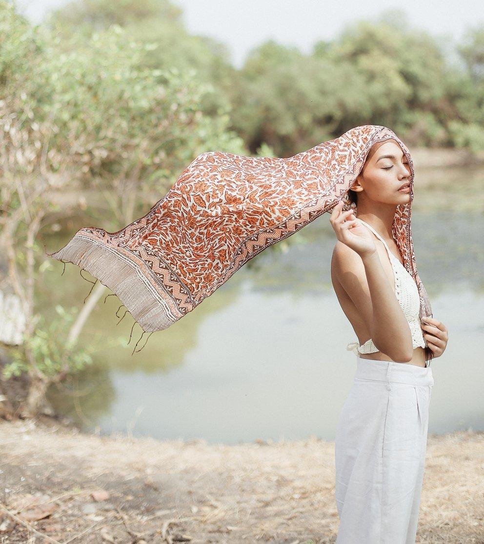 Melati Silk Batik Scarf - The Higher Flower