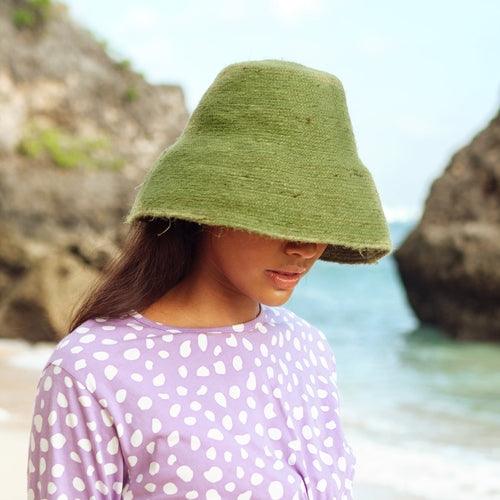 NAOMI Jute Clochet Straw Hat in Matcha Green - The Higher Flower