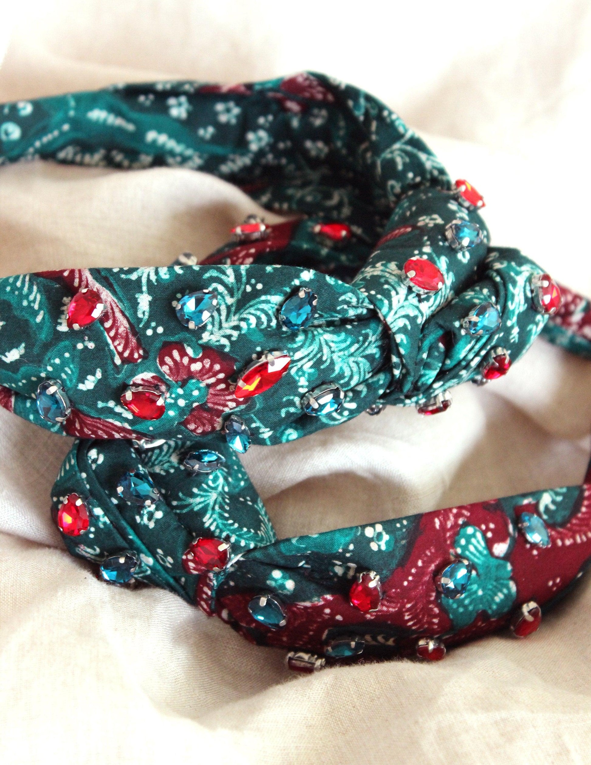 MERAK Peacock Batik Crystals Headband - The Higher Flower