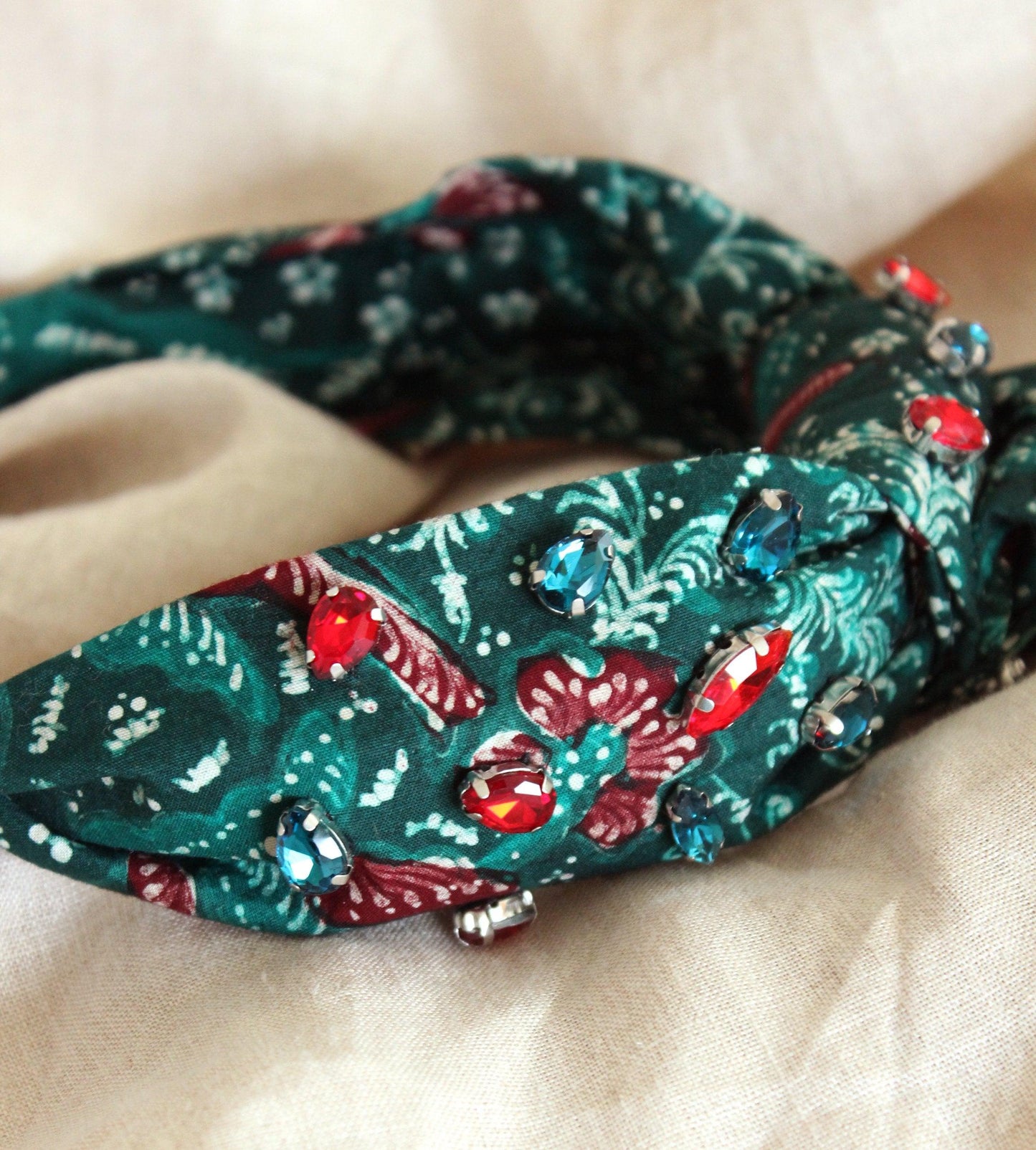 MERAK Peacock Batik Crystals Headband - The Higher Flower