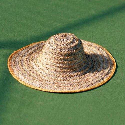 Balinese Pecatu Wide Round Straw Hat In Butter Yellow - The Higher Flower