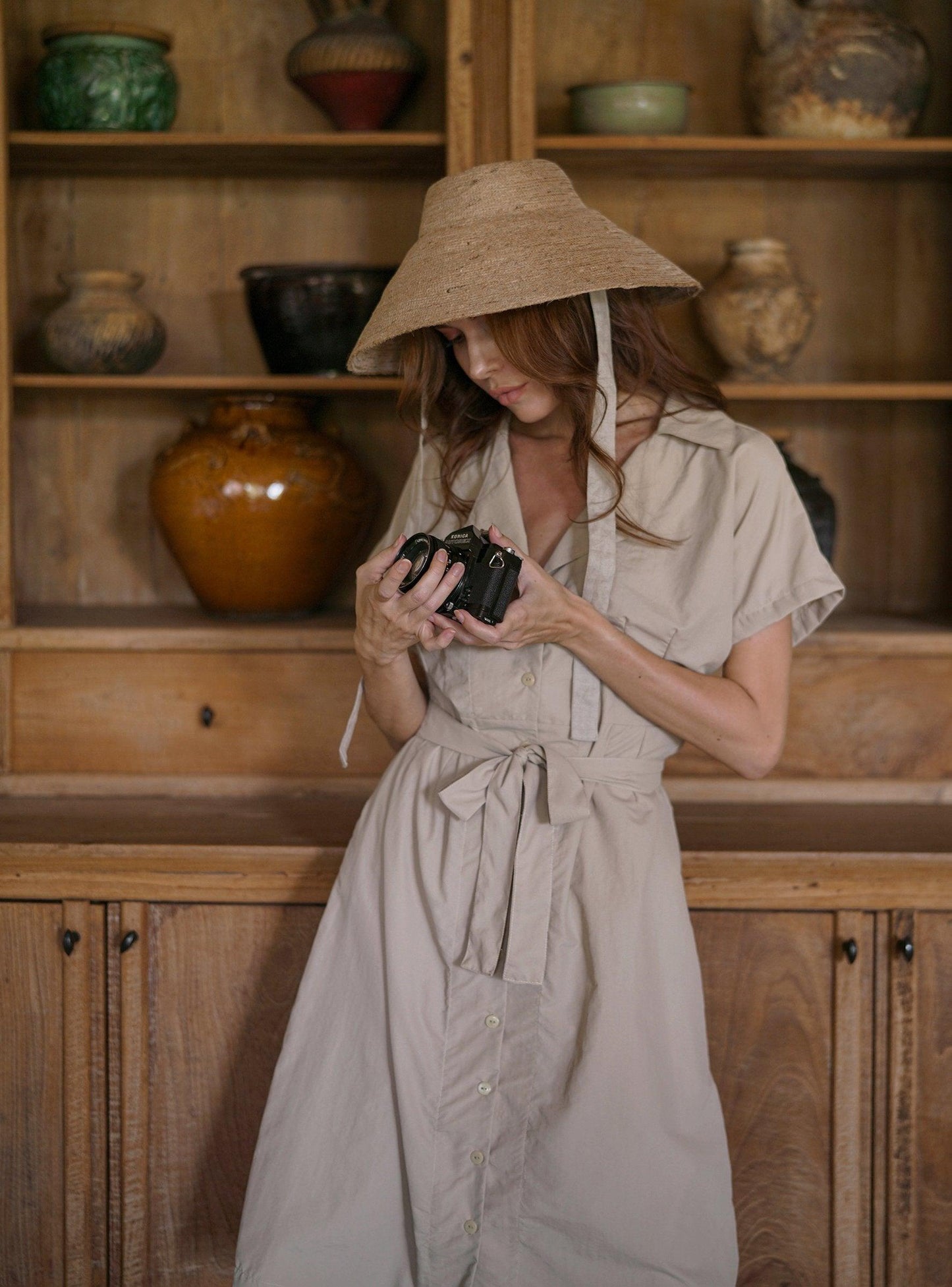 REIGN Jute Straw Hat In Nude Beige - The Higher Flower