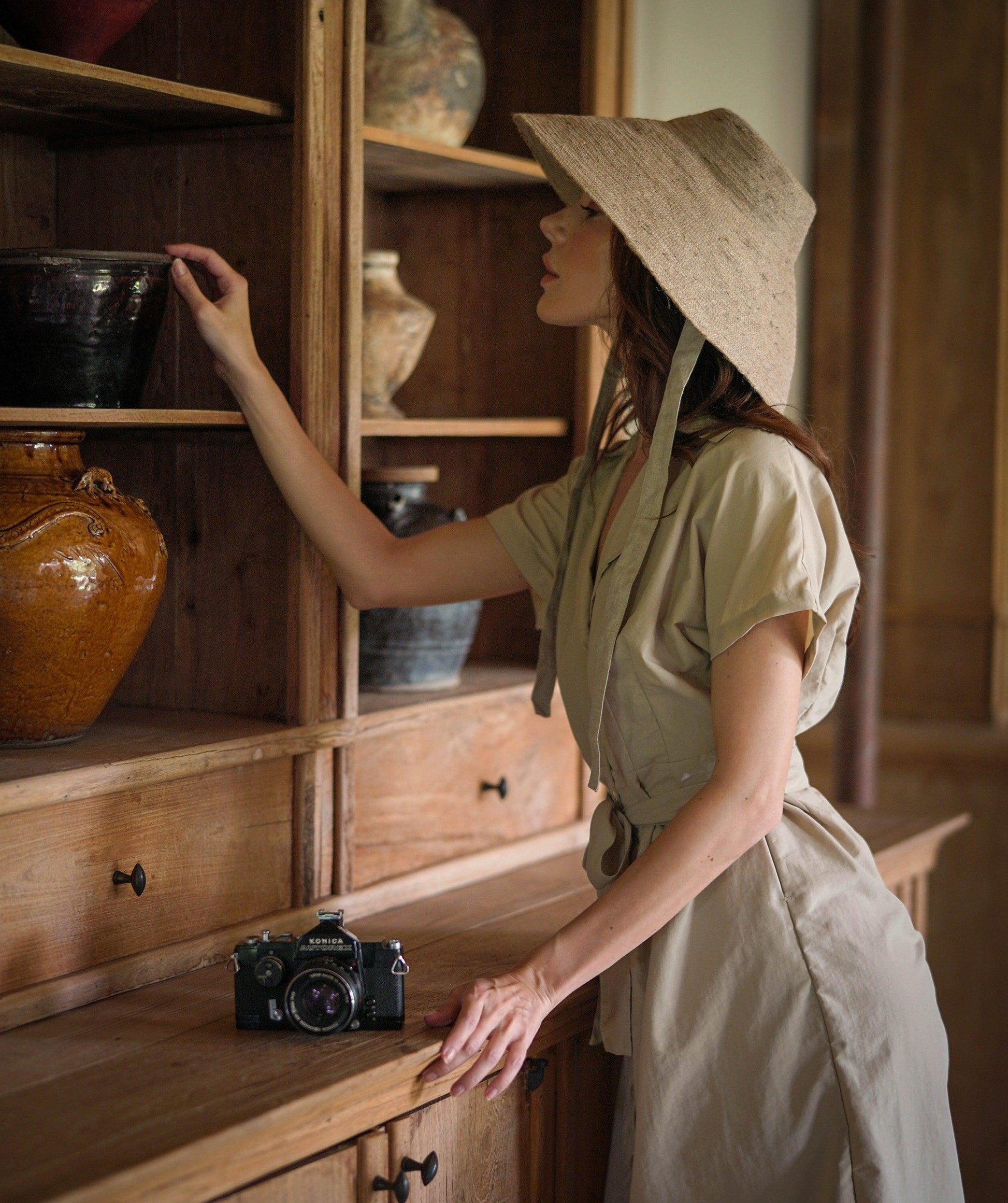 REIGN Jute Straw Hat In Nude Beige - The Higher Flower