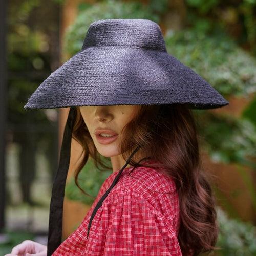 REIGN Jute Straw Hat In Black - The Higher Flower