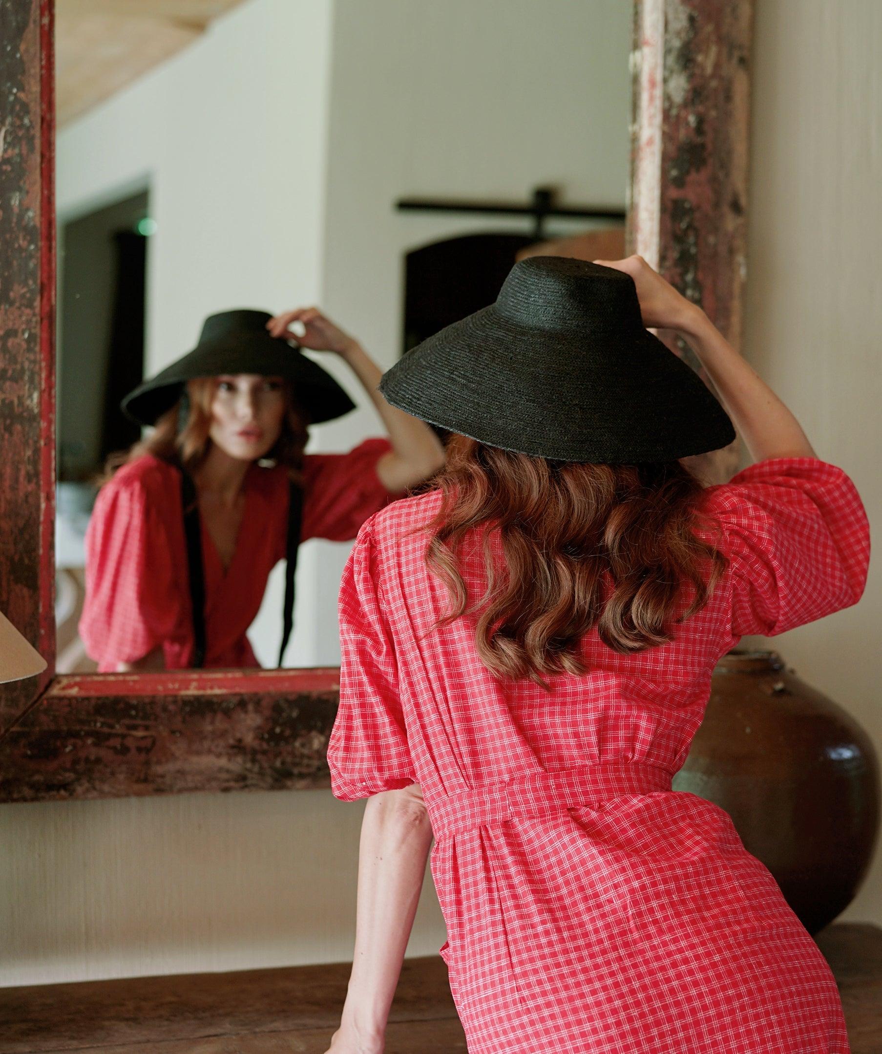 REIGN Jute Straw Hat In Black - The Higher Flower