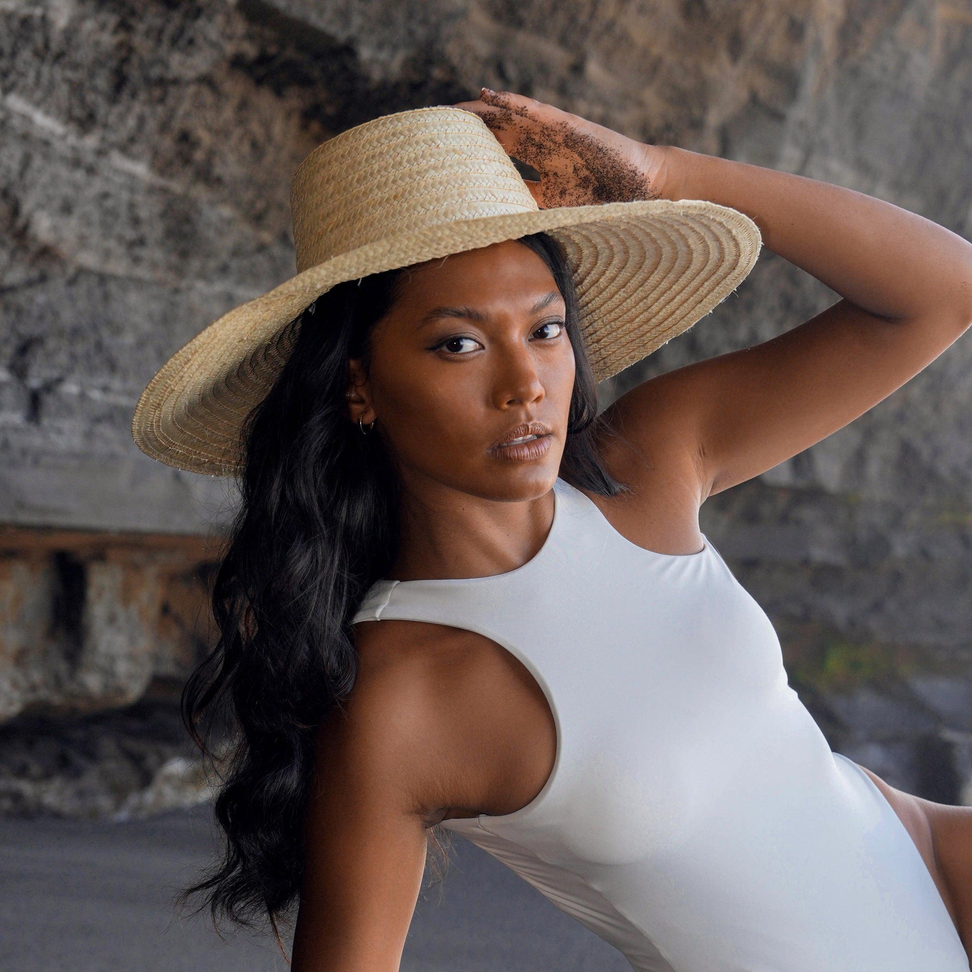 RIANNA Palm Straw Hats in Natural Beige - The Higher Flower