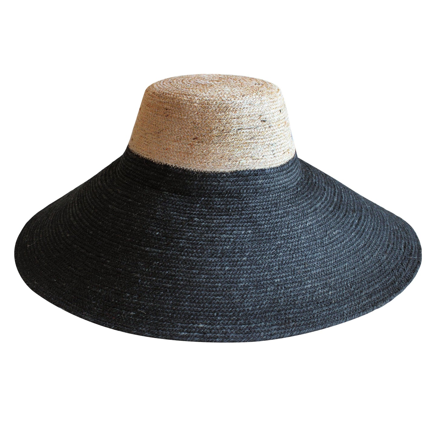 RIRI Duo Jute Handwoven Straw Hat In Natural & Black - The Higher Flower