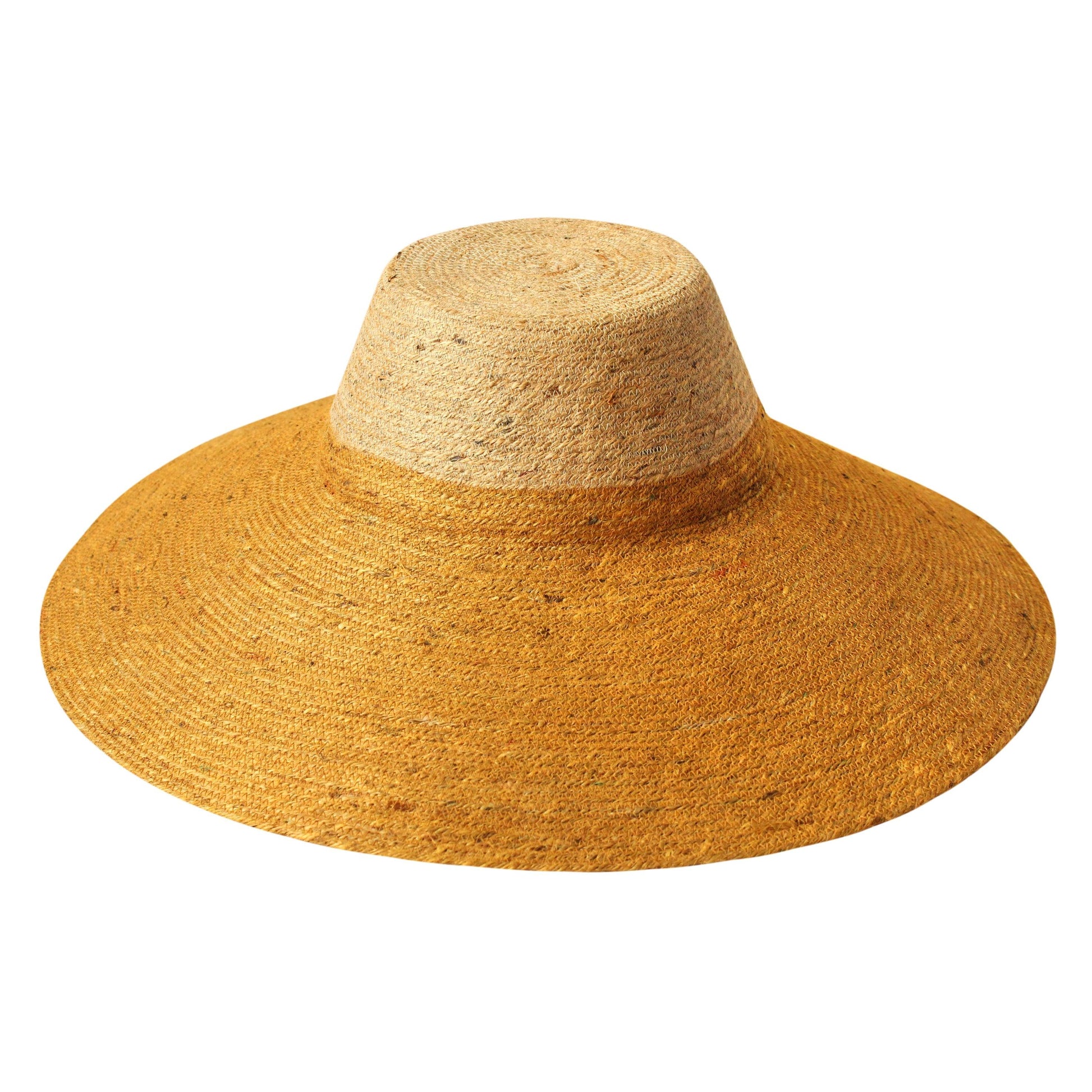 RIRI DUO Jute Handwoven Straw Hat In Nude & Golden Yellow - The Higher Flower