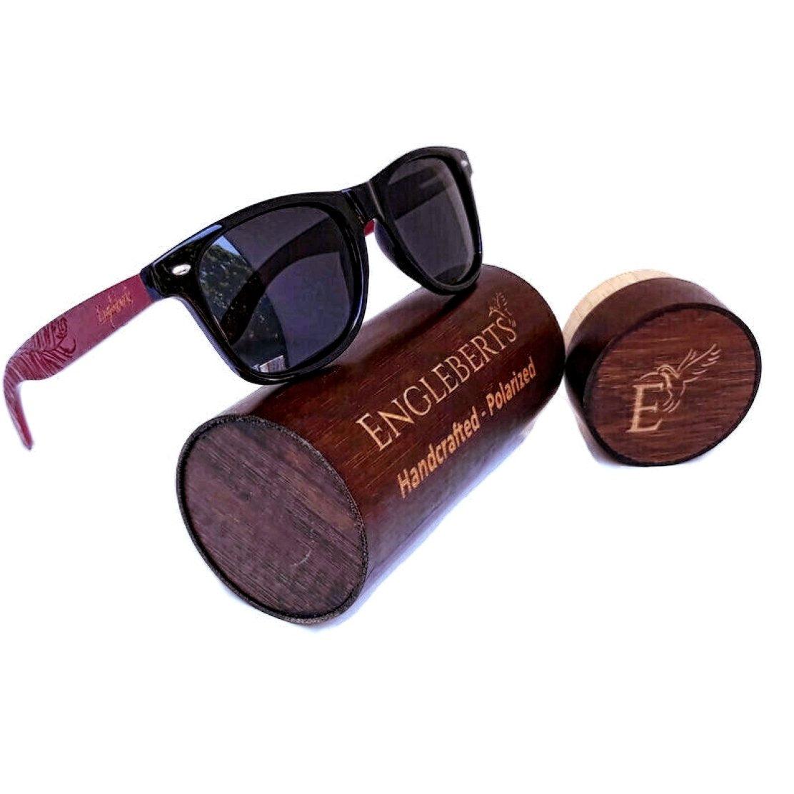 Rosewood Sunglasses With Wood Case, Polarized, Artisan Engraved, - The Higher Flower