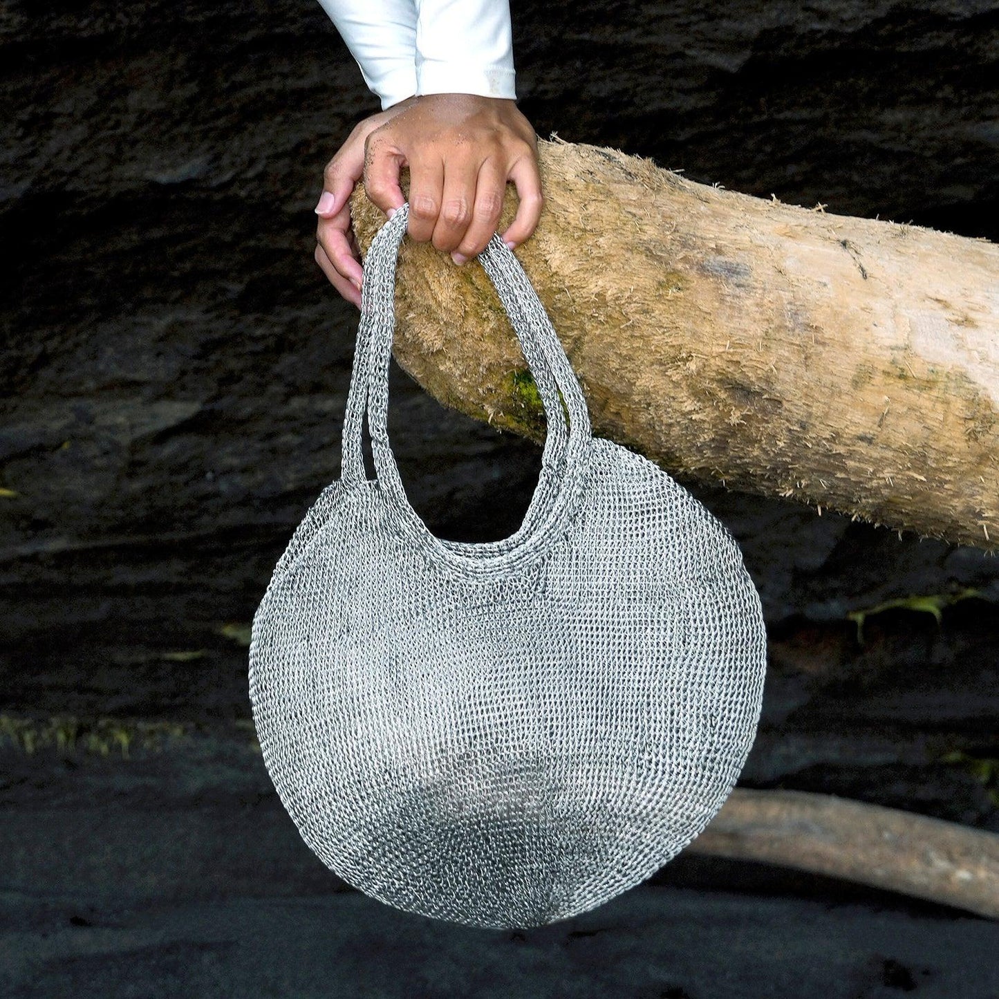 SOL Mesh Wire Tote Bag in Silver - The Higher Flower